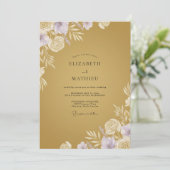 Invitation Mariage Eucalyptus Feuillage Lilas Or Moutarde (Debout devant)