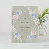 Invitation Mariage Eucalyptus Feuillage Lilas Pervenche (Debout devant)
