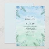 Invitation Mariage Eucalyptus Feuillage Menthe Céleste (Devant / Derrière)
