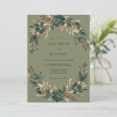 Invitation Mariage Eucalyptus Feuillage Olive Cuivre (Debout devant)