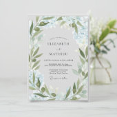 Invitation Mariage Eucalyptus Feuillage Olive Glacée (Debout devant)