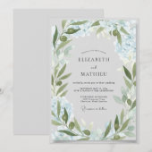 Invitation Mariage Eucalyptus Feuillage Olive Glacée (Devant / Derrière)