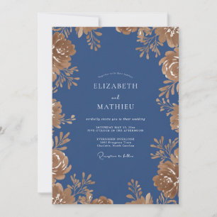 Invitation Mariage Eucalyptus Feuillage Or Acier