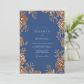 Invitation Mariage Eucalyptus Feuillage Or Acier (Debout devant)