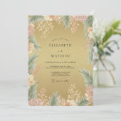Invitation Mariage Eucalyptus Feuillage Or Antique (Debout devant)