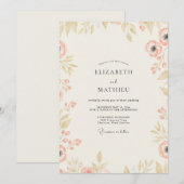 Invitation Mariage Eucalyptus Feuillage Or Champagne (Devant / Derrière)
