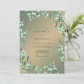 Invitation Mariage Eucalyptus Feuillage Or Menthe (Debout devant)