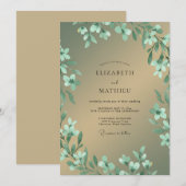 Invitation Mariage Eucalyptus Feuillage Or Menthe (Devant / Derrière)