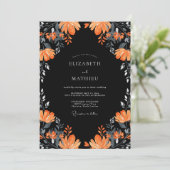 Invitation Mariage Eucalyptus Feuillage Orange Noir (Debout devant)