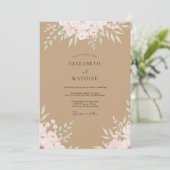Invitation Mariage Eucalyptus Feuillage Pêche de Sable (Debout devant)