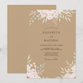 Invitation Mariage Eucalyptus Feuillage Pêche de Sable (Devant / Derrière)