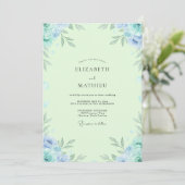 Invitation Mariage Eucalyptus Feuillage Pervenche Menthe (Debout devant)