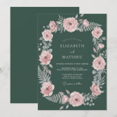 Invitation Mariage Eucalyptus Feuillage Rouge Forestier (Devant / Derrière)