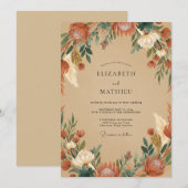 Invitation Mariage Eucalyptus Feuillage Rouille Ocre (Devant / Derrière)