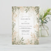 Invitation Mariage Eucalyptus Feuillage Taupe Olive (Debout devant)