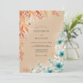 Invitation Mariage Eucalyptus Feuillage Turquoise Terracotta (Debout devant)