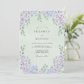 Invitation Mariage Eucalyptus Feuillage Violet Menthe (Debout devant)