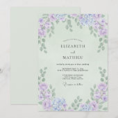 Invitation Mariage Eucalyptus Feuillage Violet Menthe (Devant / Derrière)