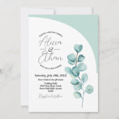 Invitation Mariage Eucalyptus Feuilles Vert Simple Élégant (Devant)