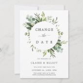 Invitation Mariage Eucalyptus Feuilles Vertes Changer la Date (Devant)