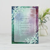 Invitation Mariage Eucalyptus Forêt Violet Turquoise (Debout devant)