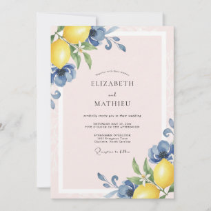 Invitation Mariage Eucalyptus Fruit Citron Azur