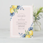 Invitation Mariage Eucalyptus Fruit Citron Azur (Debout devant)