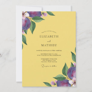 Invitation Mariage Eucalyptus Fruit Jaune Prune