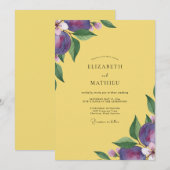 Invitation Mariage Eucalyptus Fruit Jaune Prune (Devant / Derrière)