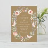 Invitation Mariage Eucalyptus Fruit Peche Dor (Debout devant)