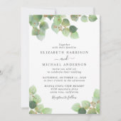 Invitation Mariage Eucalyptus Green Gold Watercolor (Devant)