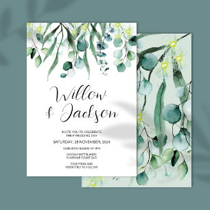 Invitation Mariage Eucalyptus Green Watercolor
