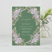 Invitation Mariage Eucalyptus Gris Olive Lilas (Debout devant)