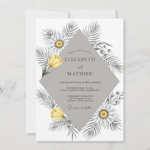Invitation Mariage Eucalyptus Jaune Taupe