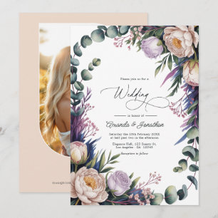 Invitation Mariage Eucalyptus, Lavande & Champagne Blush