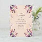 Invitation Mariage Eucalyptus Lavande Pêche (Debout devant)