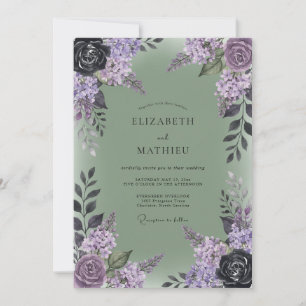 Invitation Mariage Eucalyptus Lilas Prune Olive