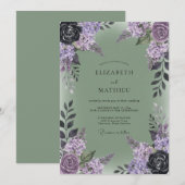 Invitation Mariage Eucalyptus Lilas Prune Olive (Devant / Derrière)