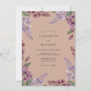 Invitation Mariage Eucalyptus Lilas Violet Douce Prairie