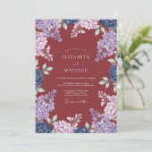 Invitation Mariage Eucalyptus Lilas Violet Rouille (Debout devant)