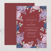 Invitation Mariage Eucalyptus Lilas Violet Rouille (Devant / Derrière)