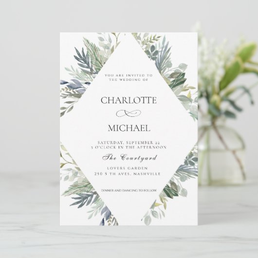 INVITATION MARIAGE EUCALYPTUS MODERNE (Debout devant)