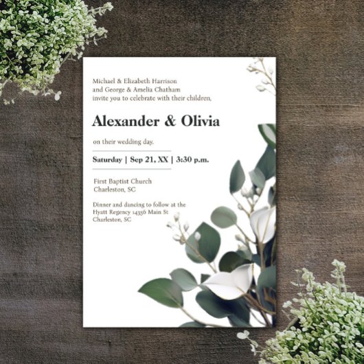 Invitation Mariage Eucalyptus moderne