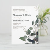 Invitation Mariage Eucalyptus moderne (Debout devant)