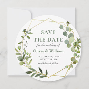 Invitation Mariage Eucalyptus moderne PHOTO ENREGISTRER LA DA