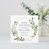 Invitation Mariage Eucalyptus moderne PHOTO ENREGISTRER LA DA (Debout devant)
