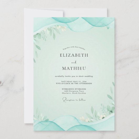 Invitation Mariage Eucalyptus Mousse de Mer (Devant)