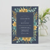 Invitation Mariage Eucalyptus Moutarde de Minuit (Debout devant)