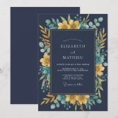 Invitation Mariage Eucalyptus Moutarde de Minuit (Devant / Derrière)