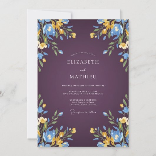 Invitation Mariage Eucalyptus Muté au Feuillage de Pervenche (Devant)
